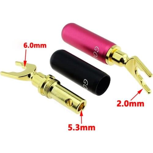 4pcs Audio Banana Plug Wiring Fork Speaker U-shaped Banana Fork Y-speaker Audio Terminal Block