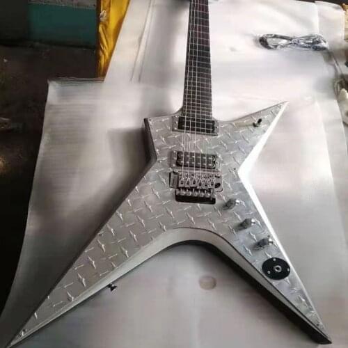 Custom 6-string electric guitar, mahogany guitar body and neck, mahogany fingerboard, aluminum alloy decorative board, free deli