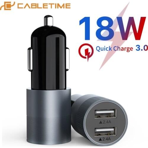 New CABLETIME Car Charger Dual USB Ports LED Display 4.8A Fast Charging Universal Compatible Travel Adapter C163