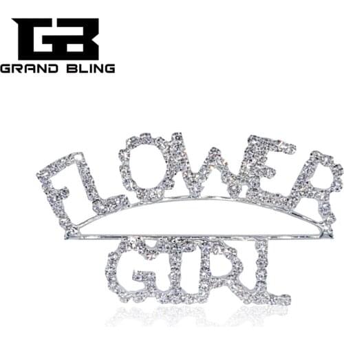 Rhinestone Word & Letter Pin "FLOWER GIRL" Brooch Jewelry Gift