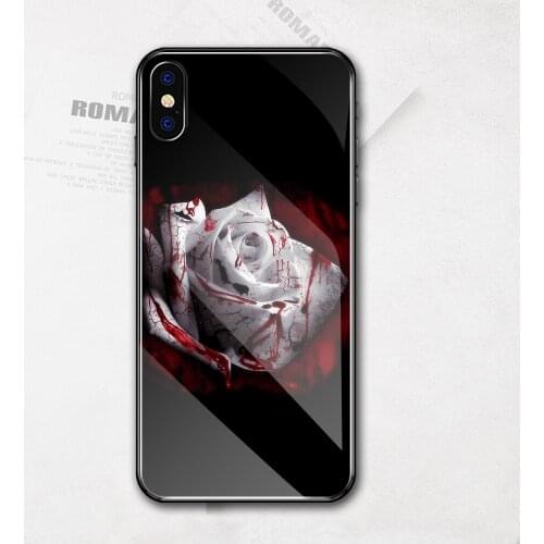 Floral rose case For iphone xs max tempered glass case for iphone x xr xs max 11 pro max 6 6s 7 8 plus DIY case