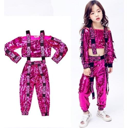 Childrens costumes girls fashion dance dress sequins street dance performance clothes girls jazz dance costumes free shipping