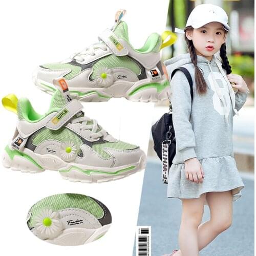 Kids Shoes Girls Sneakers Toddler Children Tenis Trainer Flower Pattern Mesh Breathable Walking Sport Footwear Teenage Girl Shoe