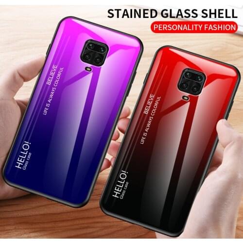 For Xiaomi Redmi Note 9 Pro Max Case Fashion Hard Tempered Glass Gradient Protective Back Cover case For xiaomi redmi note 9S