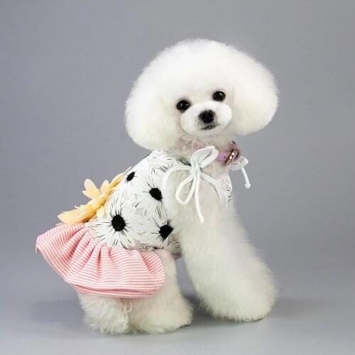 Breathable Pets Dog Clothes Sunflower Floral Lace Wedding Dress Princess Puppy Kitty Dresses