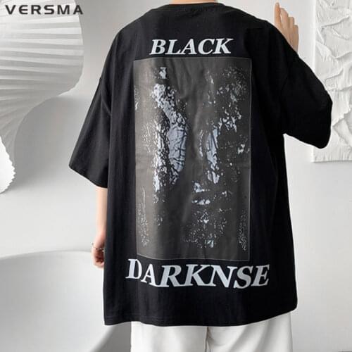 VERSMA Korean Ulzzang Chic Gothic Printed T-shirts Men Women American High Street Short Sleeve Teenage Tshirts Male Dropshipping
