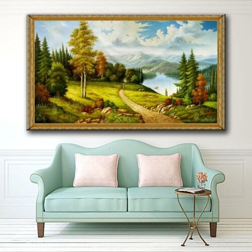 Classical forest lake landscape canvas printings oil painting printed on canvas home wall art decoration pictures
