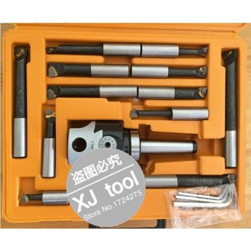 MT2 taper, F1-18 75mm boring head with MT2 shank and 12pcs 18mm boring bars, boring head set, F1 boring head