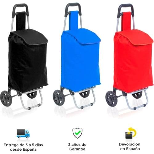 Shopping cart, polyester, metal, resistant, folding, handles, wheels, colors, pocket, zipper, kitchen, cart buy