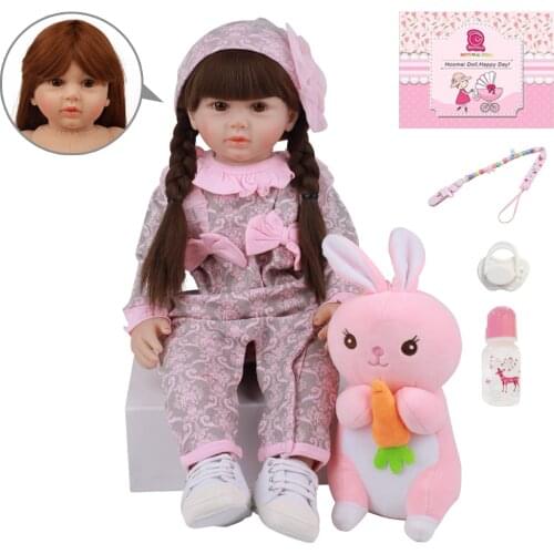 60 CM Fashion Real Bebe Reborn Girl Doll Silicone Soft Cotton Body Lovely 24 Inch Reborn Princess Baby Dolls For Children Gifts