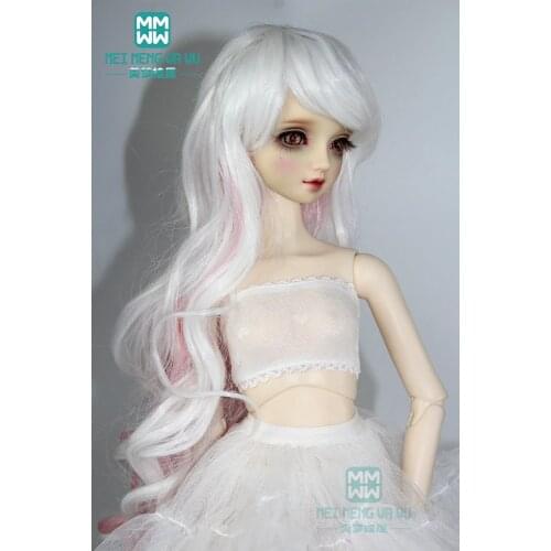 Dolls accessories dolls hair for 1/3 1/4 1/6 BJD/SD doll wigs applicable Long Wavey hair red and white 025
