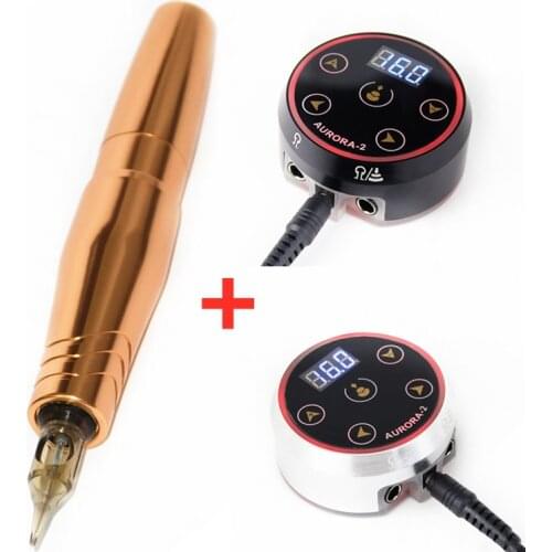 2021 New Hair Scalp Rotary Permanment Make Up Tattoo Machine Pen Brush Coreless Motor Strong Quiet With Aurora-2 Power Kit