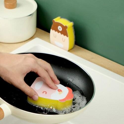 Cute Home Double-sided Cleaning Sponge Scouring Pad Cleaning Sponges Household Cleaning Tools Cocina Accesorio Dropshipping Hot