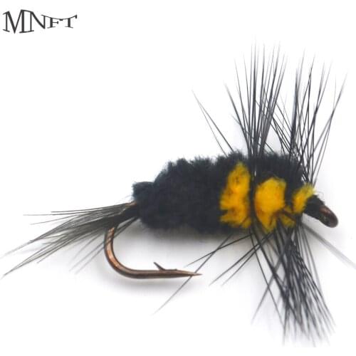MNFT 10PCS 6# Bee Flies Fly Hooks Gold Trout Perch Fly Fishing Insect Fake Lure