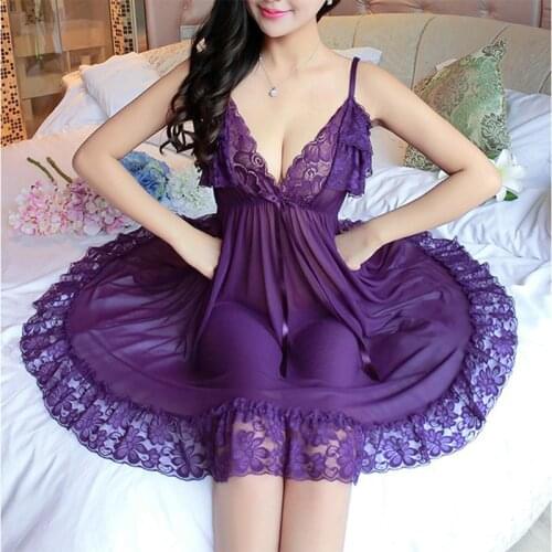 Womens nightie Large Size Sexy Lace Thin Mesh Night lingerie for Women Summer Dress Ladies 2021 Plus Size Nightgown
