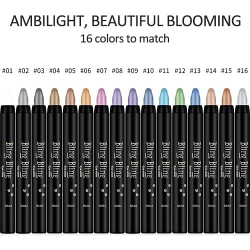 Pearlescent Silkworm Eyeshadow Pen Lasting Waterproof and Not Blooming Shiny Pearlescent Gel Pen 16 Color Eye Shadow Pen