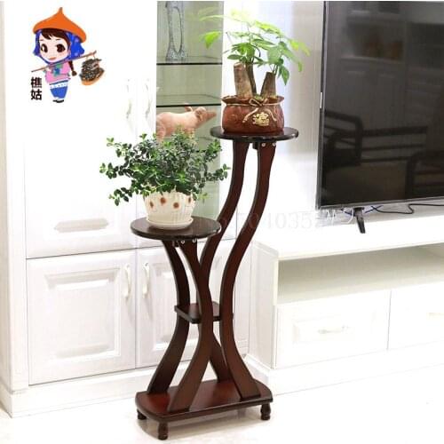Solid wood flower stand home living room rack wooden multi-layer indoor balcony bonsai flower shelf landing Nordic