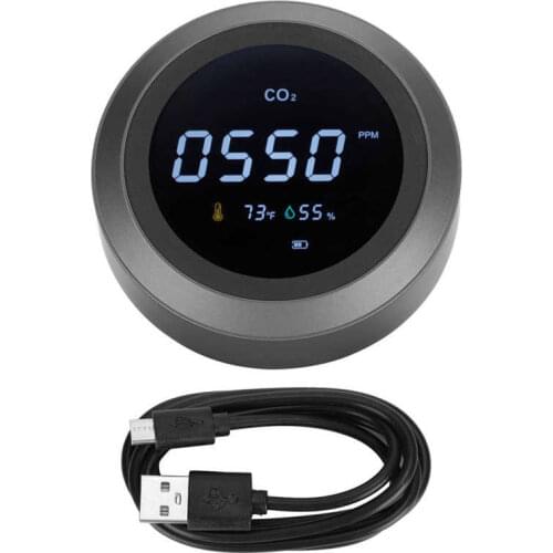 Air Quality Monitor Portable Intelligent WiFi CO2 Detector Temperature Humidity Tester Black