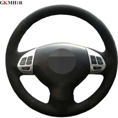Hand-stitched Black Suede Car Steering Wheel Cover For Mitsubishi Lancer X 10 2007-2015 Outlander 2006-2013 ASX 2010-2013 Colt