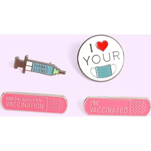 Pink Bandage Medical Injections Alloy Brooch To Protect Health Cartoon Syringe Badge Backpack Clothing Pendant Jewelry