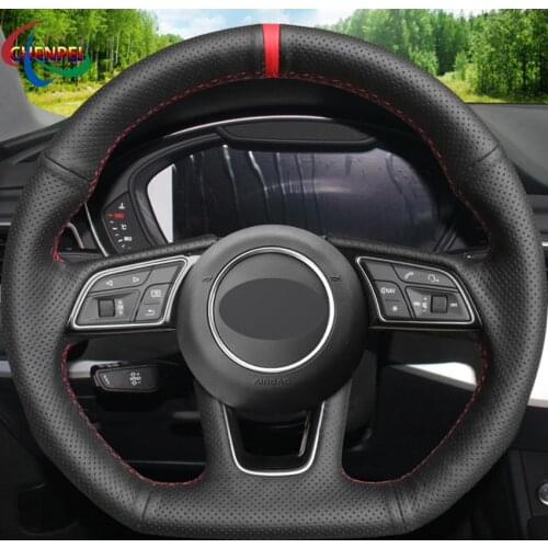 DIY Black Leather Car Steering Wheel Cover For Audi A4 S4 2016-2019 A5 RS5 2017-2019 RS4 2018-2019 S7 2018-2019 Car Accessories