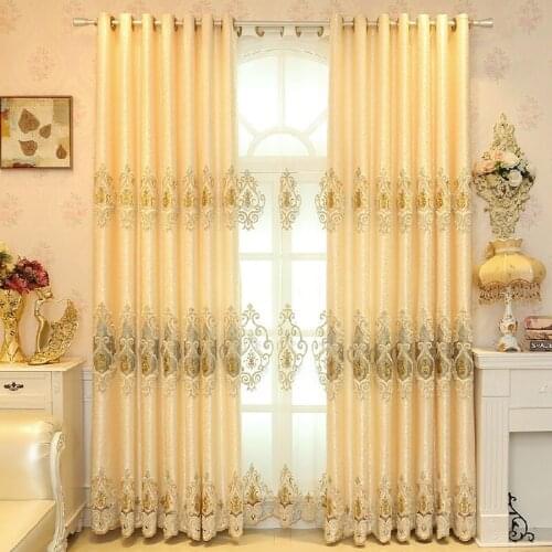 Light Luxury European Style Curtain Gold Embroidery Curtains for Living Room Bedroom Window Tulle Curtain Home Decoration Custom