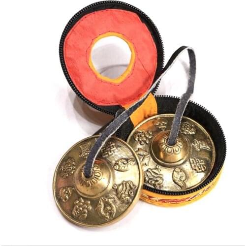 Yoga Cymbals Brass Cymbal Bell Chimes Tibetan Buddhist Style Tingsha Meditation Yoga Accessory Instrument Cymbals