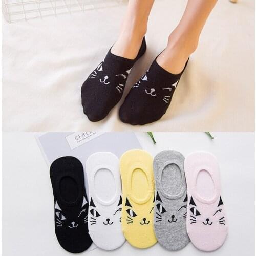 CAT Warm comfortable cotton bamboo fiber girl womens socks ankle low female invisible color girl boy hosier 4pair=8pcs WS114