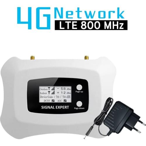 70dB Gain Band 20 4G Amplifier LTE 800 FDD Europe Mobile Phone Signal Booster Cell Phone Amplifier 4g LTE 800mhz Signal Repeater