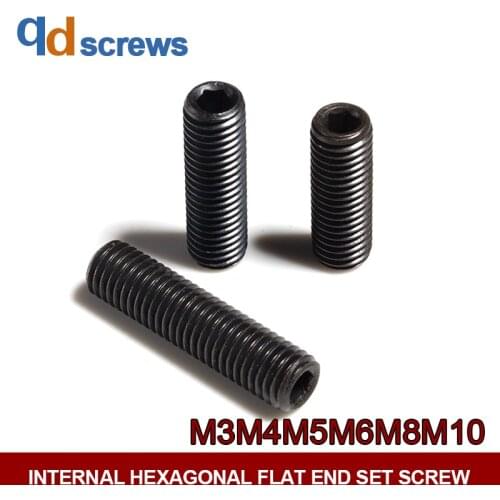 12.9 grade M3M4M5M6M8M10 internal hexagonal flat end set screw high strength screw DIN913