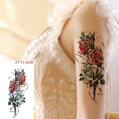 Waterproof Temporary Tattoo Stickers Rose Flower Life Love Plant Body Art Fake Tatto Flash Tatoo Stickers for Women Men