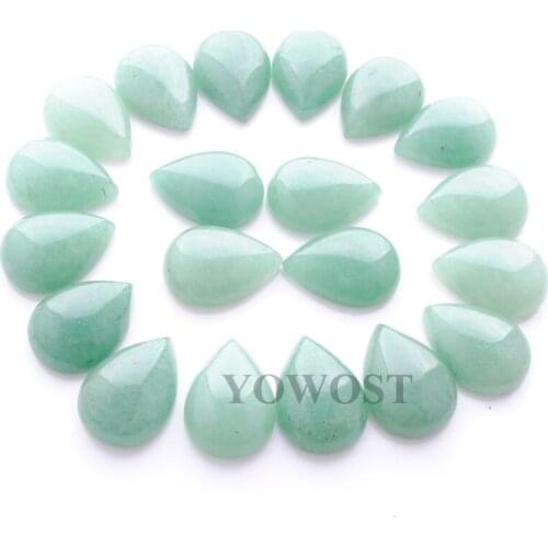 YOWOST Free Shipping Natural Aventurine Gem Stone Teardrop Cabochon CAB No Hole Jewelry 13x18x6MM 20pcs/lot QU3041