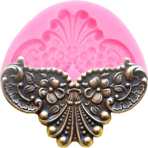 Mirror Image Medallion Silicone Molds Flower Frame Border Fondant Cake Decorating Tools Jewelry Resin Clay Candy Chocolate Mould