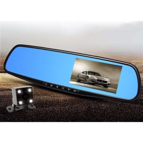 2PCS 4.3" Mirror Car DVR Dual Camera 1080P 1200Mega Dash Camera Car Parking Rearview Camera Video Recorder Dashcam Car Styling