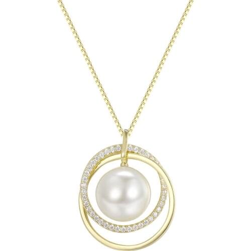 Pearl Necklace for Women Wedding Party Gift 925 Silver Jewelry with Zircon Gemstone Pendant New Arrival Accessories Wholesale