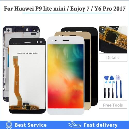For Huawei P9 lite mini LCD Enjoy 7 SLA-L02 SLA-L22 LCD Display Touch Screen Digitizer Assembly Frame For Huawei Y6 Pro 2017 LCD