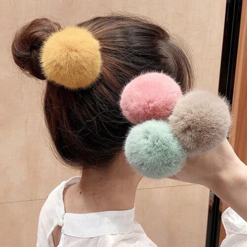 1PCS Colorful Pom Pom Ball Hair Tie Elastic Pompom Hair Band Fluffy Ponytail Holder Cute Hair Rope Headwear for Women Girls