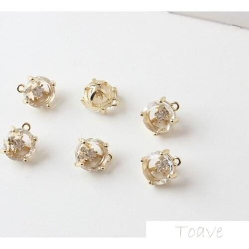 2pcs Color-protected copper 18k gold plated pentagram zircon pendant DIY bracelet necklace earrings earrings accessories