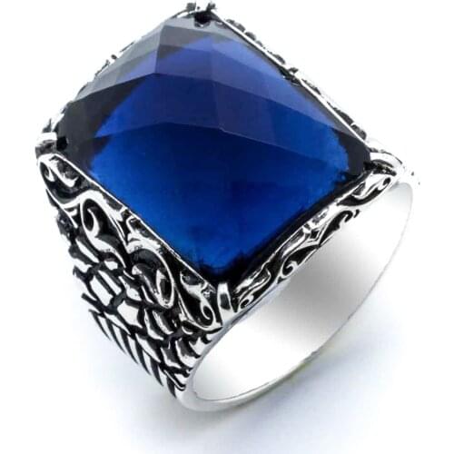 925 sterling Silver Blue Zircon Stone Ring