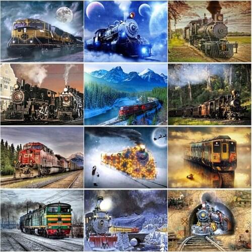 New 5D DIY Diamond Painting Landscape Cross Stitch Train Diamond Embroidery Full Square Round Drill Home Decor Manual Art Gift