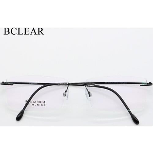 BCLEAR 9007Men Titanium Alloy Rimless Glasses Frame Male Square Ultralight Man Frameless Myopia Optical Frames Eyewear 55-18-140