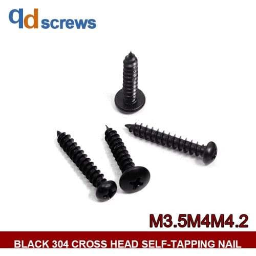 Black Oxide 304 M4.2*19 1000pcs Cross recessed pan head tapping screws self-tapping Phillip round screw GB845 DIN7981 ISO 7049