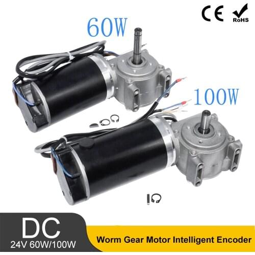 DC 24V 60W 100W High Torque Worm Gear Motor Intelligent Encoder Electric Door Motor for Hotels Automatic Door 220/250RPM