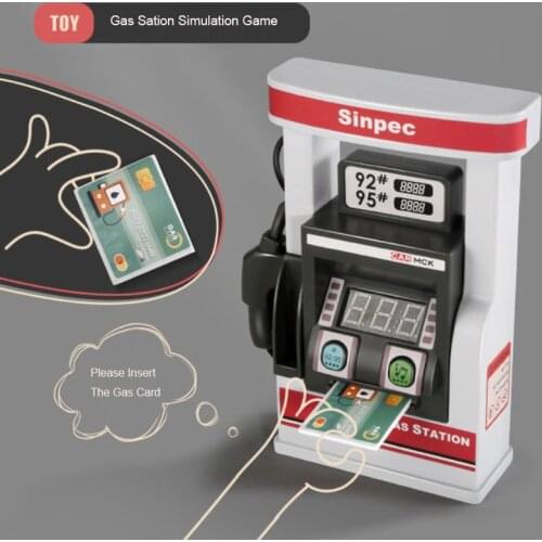 Childrens Simulation Gas Station Toy Model Car Swipe Card Automatic Gas Dispenser Music Home Talk Scene Game