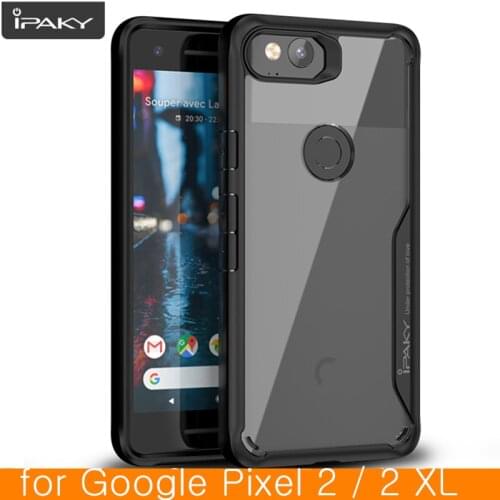 For Google Pixel 2 Case Original IPAKY Pixel 2 XL Silicone Acrylic Hybrid Shockproof Transparent Case for Google Pixel 2 XL Case
