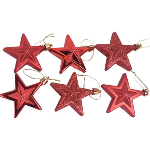 Christmas Tree Ornaments, Three - dimensional Pentagram Decoration with Hanging Ring