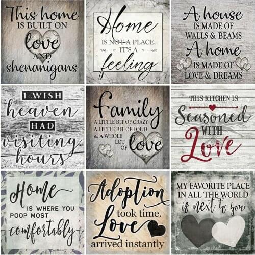 Evershine 5D DIY Diamond Painting Text Rhinestone Pictures Diamond Embroidery Landscape Family Cross Stitch Kit Home Decoration