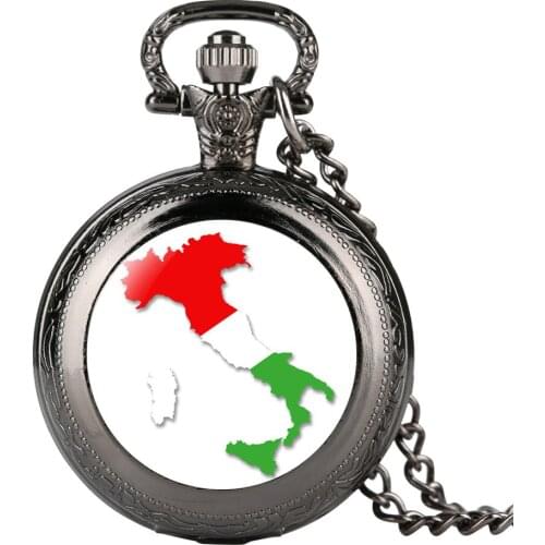 Italy Map Exquisite Antique Necklace Clock Quartz Pendant Pocket Watch 4 Colours Retro Clock Gifts Men Women New 2020