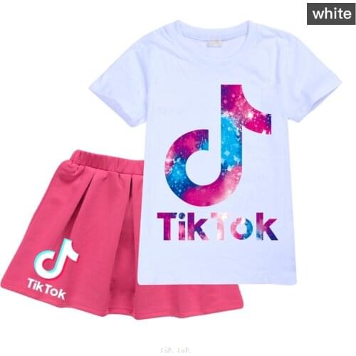 Girls Sets summer New 2 Pieces Tik Tok Infant Baby Girls Clothes Set Childrens suit t shirt + Denim Skirt Pants student clothes