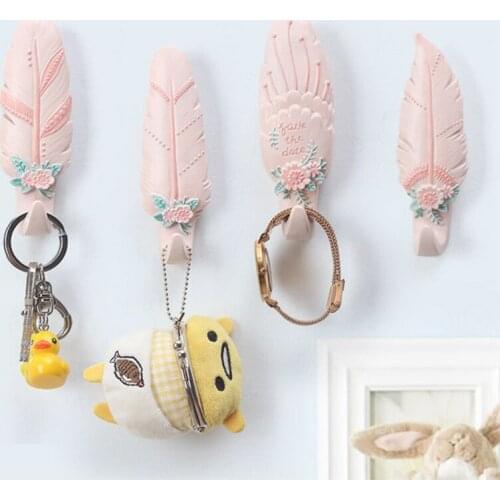 Home Decoration Hook Storage Hook Clothes Hanging Hook Home Ice Cream Color Resin Creative Hook Drift Feather Wall Hooks